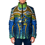 Parramatta Eels Rugby Padded Jacket Polynesian Tribal Eel Warrior Blue Gold Pattern