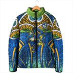 Parramatta Eels Rugby Padded Jacket Polynesian Tribal Eel Warrior Blue Gold Pattern
