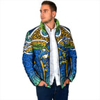 Parramatta Eels Rugby Padded Jacket Polynesian Tribal Eel Warrior Blue Gold Pattern