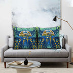Parramatta Eels Rugby Pillow Cover Polynesian Tribal Eel Warrior Blue Gold Pattern