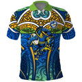 Parramatta Eels Rugby Polo Shirt Polynesian Tribal Eel Warrior Blue Gold Pattern