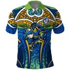 Parramatta Eels Rugby Polo Shirt Polynesian Tribal Eel Warrior Blue Gold Pattern