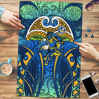 Parramatta Eels Rugby Puzzle Polynesian Tribal Eel Warrior Blue Gold Pattern