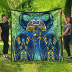 Parramatta Eels Rugby Quilt Polynesian Tribal Eel Warrior Blue Gold Pattern