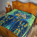 Parramatta Eels Rugby Quilt Polynesian Tribal Eel Warrior Blue Gold Pattern