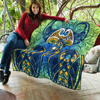 Parramatta Eels Rugby Quilt Polynesian Tribal Eel Warrior Blue Gold Pattern