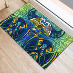 Parramatta Eels Rugby Rubber Doormat Polynesian Tribal Eel Warrior Blue Gold Pattern