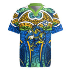 Parramatta Eels Rugby Rugby Jersey Polynesian Tribal Eel Warrior Blue Gold Pattern