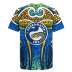 Parramatta Eels Rugby Rugby Jersey Polynesian Tribal Eel Warrior Blue Gold Pattern