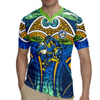 Parramatta Eels Rugby Rugby Jersey Polynesian Tribal Eel Warrior Blue Gold Pattern