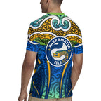 Parramatta Eels Rugby Rugby Jersey Polynesian Tribal Eel Warrior Blue Gold Pattern