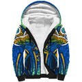 Parramatta Eels Rugby Sherpa Hoodie Polynesian Tribal Eel Warrior Blue Gold Pattern