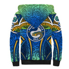 Parramatta Eels Rugby Sherpa Hoodie Polynesian Tribal Eel Warrior Blue Gold Pattern