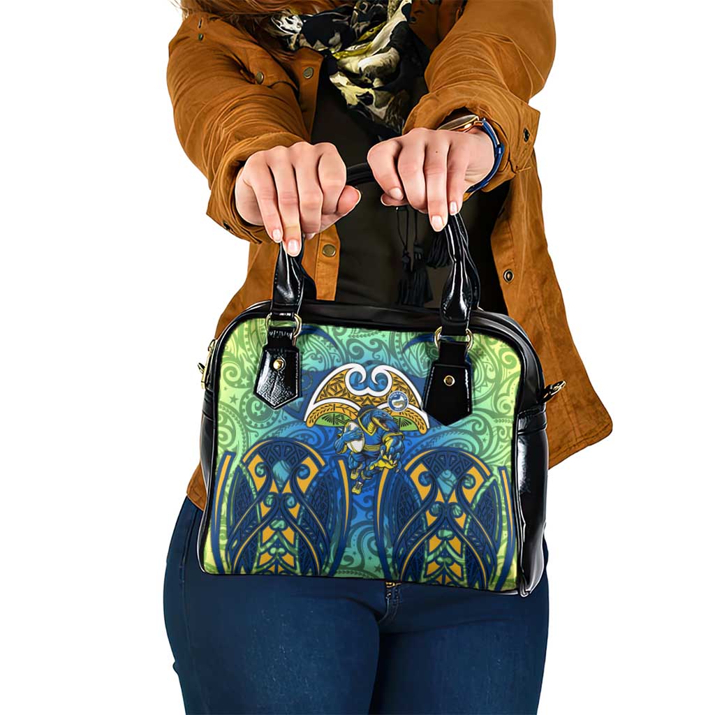 Parramatta Eels Rugby Shoulder Handbag Polynesian Tribal Eel Warrior Blue Gold Pattern