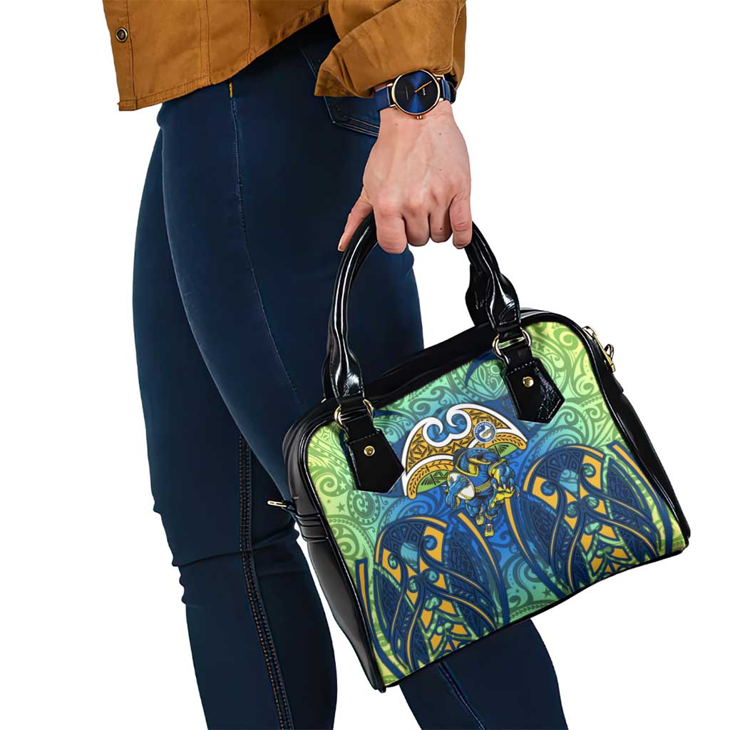 Parramatta Eels Rugby Shoulder Handbag Polynesian Tribal Eel Warrior Blue Gold Pattern
