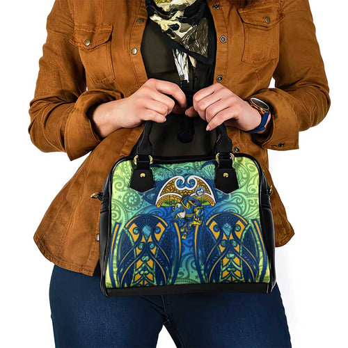 Parramatta Eels Rugby Shoulder Handbag Polynesian Tribal Eel Warrior Blue Gold Pattern