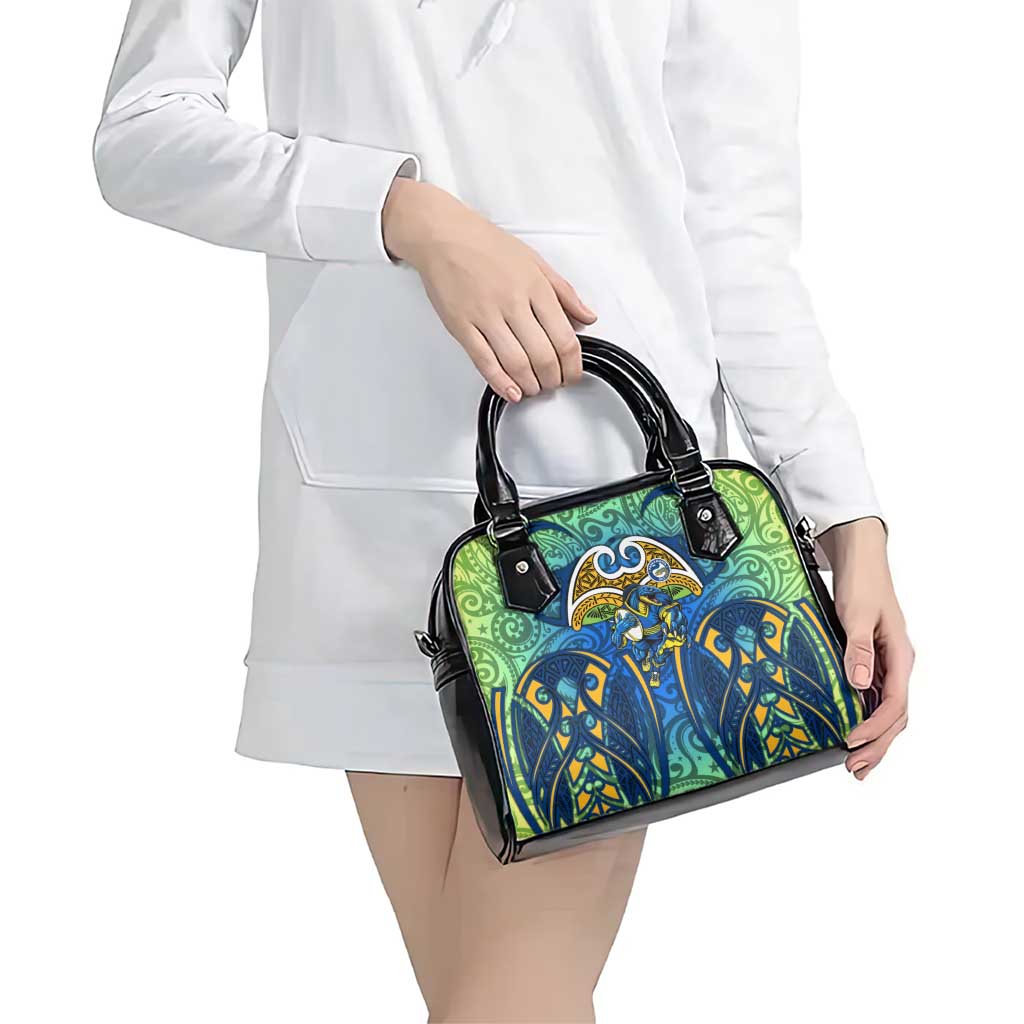 Parramatta Eels Rugby Shoulder Handbag Polynesian Tribal Eel Warrior Blue Gold Pattern