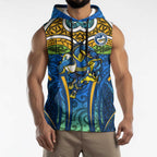 Parramatta Eels Rugby Sleeveless Hoodie Polynesian Tribal Eel Warrior Blue Gold Pattern