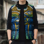 Parramatta Eels Rugby Sleeveless Puffer Jacket Polynesian Tribal Eel Warrior Blue Gold Pattern