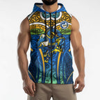 Parramatta Eels Rugby Sleeveless Zip Hoodie Polynesian Tribal Eel Warrior Blue Gold Pattern