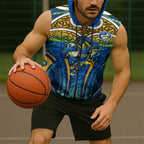 Parramatta Eels Rugby Sleeveless Zip Hoodie Polynesian Tribal Eel Warrior Blue Gold Pattern
