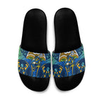 Parramatta Eels Rugby Slide Sandals Polynesian Tribal Eel Warrior Blue Gold Pattern