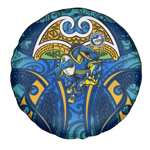 Parramatta Eels Rugby Spare Tire Cover Polynesian Tribal Eel Warrior Blue Gold Pattern