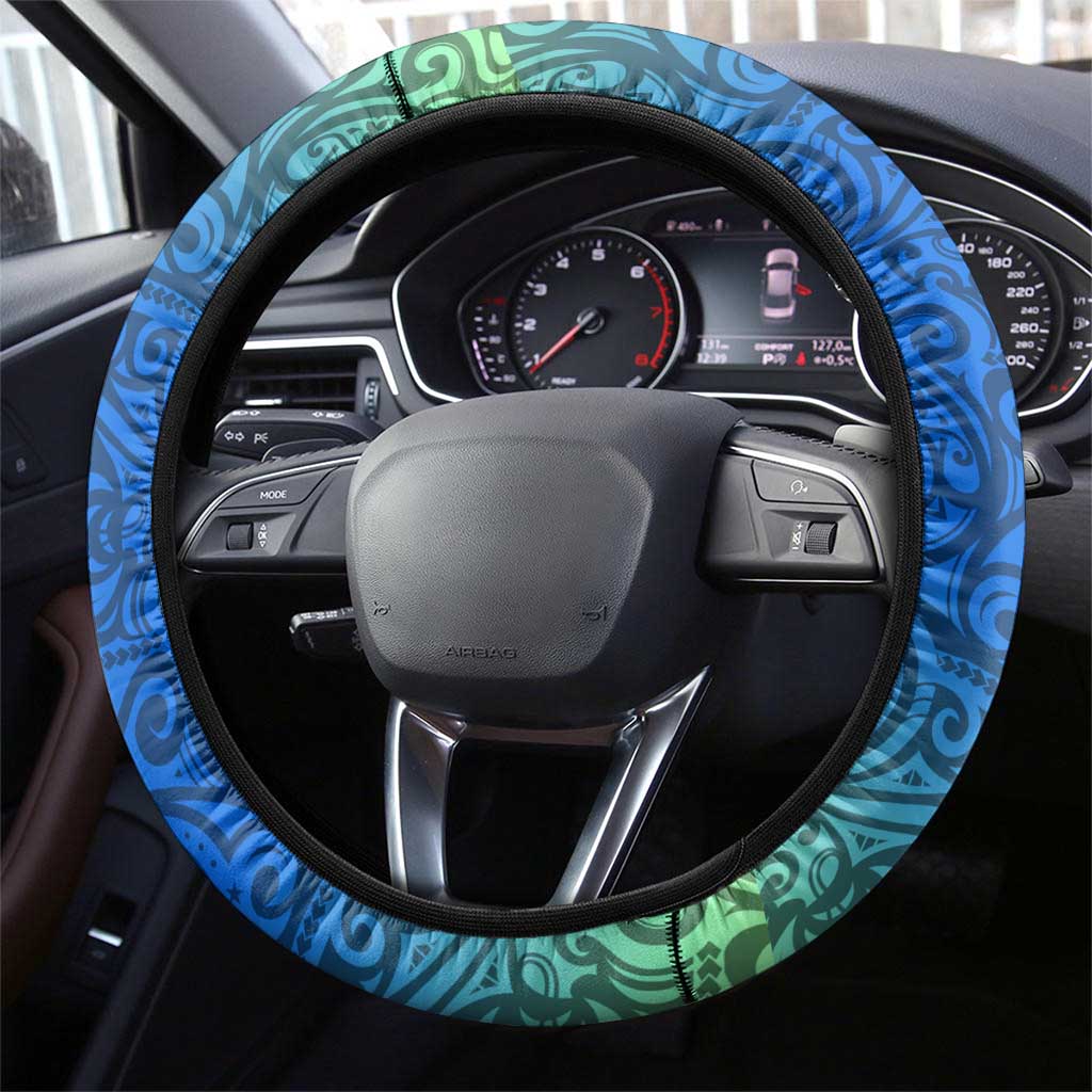 Parramatta Eels Rugby Steering Wheel Cover Polynesian Tribal Eel Warrior Blue Gold Pattern
