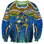 Parramatta Eels Rugby Sweatshirt Polynesian Tribal Eel Warrior Blue Gold Pattern