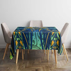 Parramatta Eels Rugby Tablecloth Polynesian Tribal Eel Warrior Blue Gold Pattern