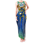 Parramatta Eels Rugby Tank Maxi Dress Polynesian Tribal Eel Warrior Blue Gold Pattern