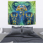 Parramatta Eels Rugby Tapestry Polynesian Tribal Eel Warrior Blue Gold Pattern