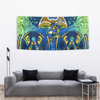 Parramatta Eels Rugby Tapestry Polynesian Tribal Eel Warrior Blue Gold Pattern