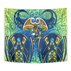 Parramatta Eels Rugby Tapestry Polynesian Tribal Eel Warrior Blue Gold Pattern