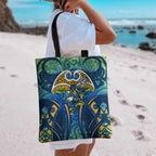 Parramatta Eels Rugby Tote Bag Polynesian Tribal Eel Warrior Blue Gold Pattern