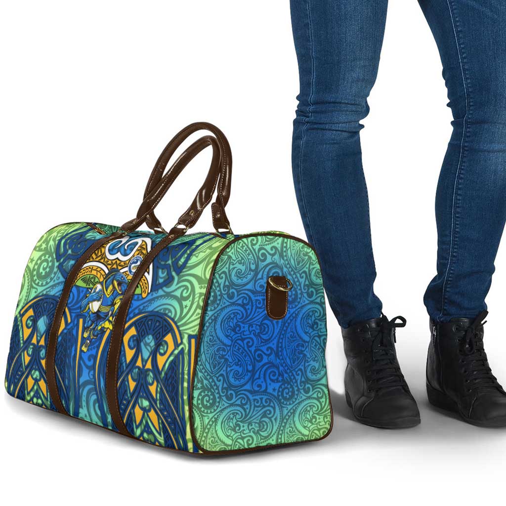 Parramatta Eels Rugby Travel Bag Polynesian Tribal Eel Warrior Blue Gold Pattern