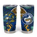 Parramatta Eels Rugby Tumbler Cup Polynesian Tribal Eel Warrior Blue Gold Pattern