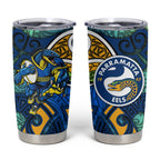 Parramatta Eels Rugby Tumbler Cup Polynesian Tribal Eel Warrior Blue Gold Pattern