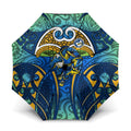 Parramatta Eels Rugby Umbrella Polynesian Tribal Eel Warrior Blue Gold Pattern