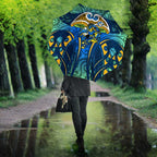 Parramatta Eels Rugby Umbrella Polynesian Tribal Eel Warrior Blue Gold Pattern