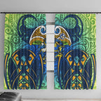 Parramatta Eels Rugby Window Curtain Polynesian Tribal Eel Warrior Blue Gold Pattern