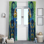 Parramatta Eels Rugby Window Curtain Polynesian Tribal Eel Warrior Blue Gold Pattern