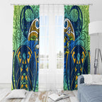 Parramatta Eels Rugby Window Curtain Polynesian Tribal Eel Warrior Blue Gold Pattern