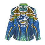 Parramatta Eels Rugby Women Casual Shirt Polynesian Tribal Eel Warrior Blue Gold Pattern