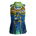 Parramatta Eels Rugby Women Sleeveless Polo Shirt Polynesian Tribal Eel Warrior Blue Gold Pattern