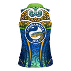 Parramatta Eels Rugby Women Sleeveless Polo Shirt Polynesian Tribal Eel Warrior Blue Gold Pattern