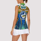 Parramatta Eels Rugby Women Sleeveless Polo Shirt Polynesian Tribal Eel Warrior Blue Gold Pattern