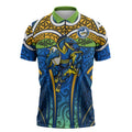 Parramatta Eels Rugby Zipper Polo Shirt Polynesian Tribal Eel Warrior Blue Gold Pattern