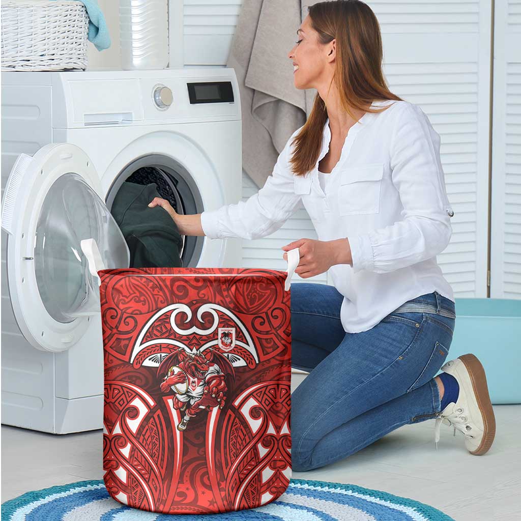 St George Illawarra Dragons Rugby Laundry Basket Polynesian Tribal Dragon Warrior Red Pattern