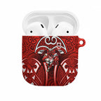 St George Illawarra Dragons Rugby AirPods Case Polynesian Tribal Dragon Warrior Red Pattern